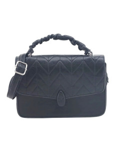 Cartera Art. AMA 67.0800202 NEGRO ECO cuero c/ tapa y correa regulable - interior gamuzado