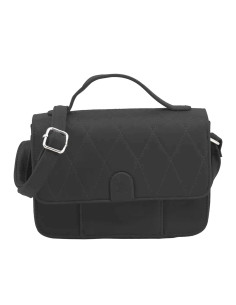 Cartera Art. AMA 67.0800178 NEGRO ECO cuero c/ tapa y correa regulable - interior gamuzado