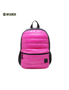 Mochila 17 Pulg. Art. INF 68.3020.4 FUCSIA poliéster 100% puffer c/ bolsillos plaqué y laterales