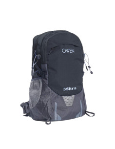 Mochila camping 20 Pulg. Art. OWE OWCR02.1 NEGRO poliéster 100% c/ bolsillos y silbato - 35 Litros