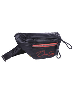 Maxi riñonera ONA SAEZ OS-1387.3 NEGRO/CORAL poliéster engomado c/ bolsillos y correa regulable
