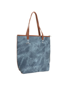 Cartera Tote Art. ONA OS-1464.2 AZUL ECO cuero combinado c/ bolsillo detrás c/ RFID y bolsa