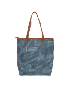 Cartera Tote Art. ONA OS-1464.2 AZUL ECO cuero combinado c/ bolsillo detrás c/ RFID y bolsa 2